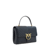 PINKO Black Calf Leather Bos Taurus Handbag